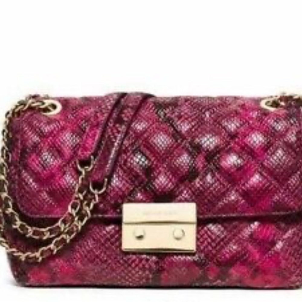 Michael Kors Pink Python Embossed Leather Sloan S… - image 1